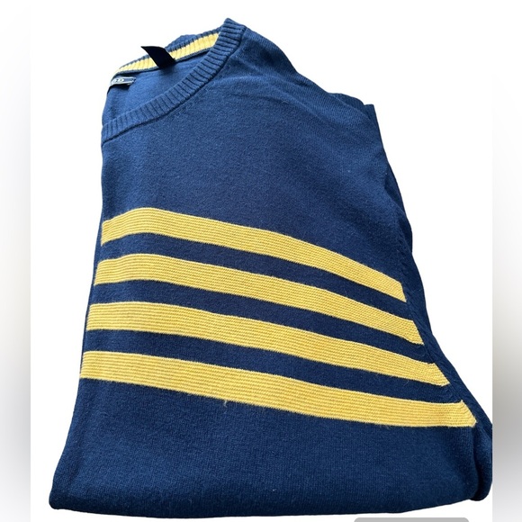 IZOD• Men’s Sweater Blue Yellow Stripes Pullover,Size XXL, Like New - Picture 9 of 13